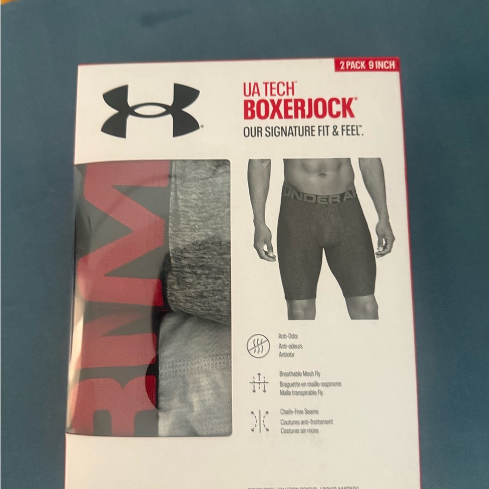 Under Armour UA Tech Boxerjock 2-Pack - Red and Gray